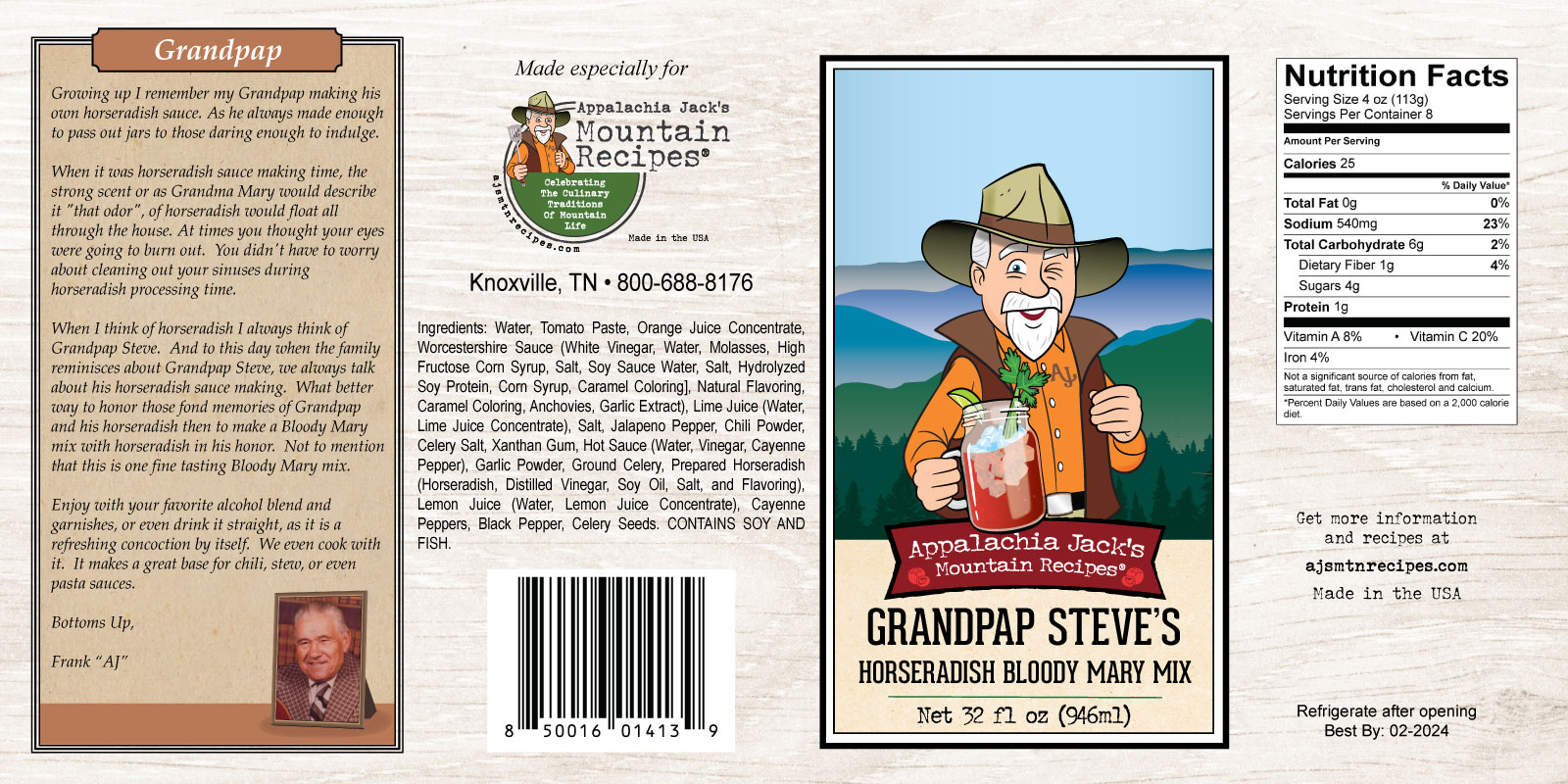 Grandpap Steves Horseradish Bloody Mary Mix - Label